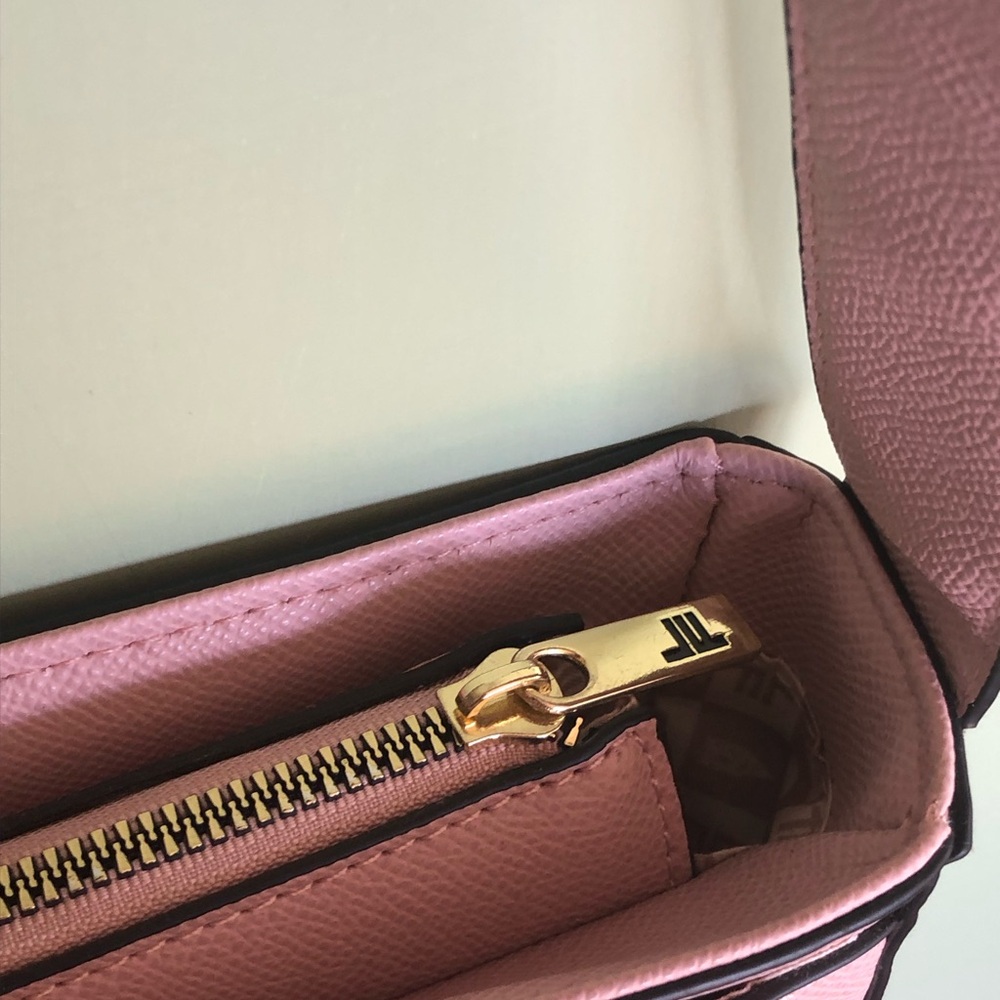 London Fog Pink Leather Purse Hand Shoulder Bag Adjustable Strap Gold Tone Zip - Picture 7 of 10